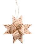 Braided star for hanging - red hearts