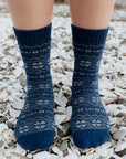 Cozy Nordic Socks for Men - Blue Snowflake