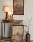 Side Table Oblong Antique Brass/Wood (set of 2)