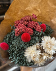 Autumn red dried flowers bouquet