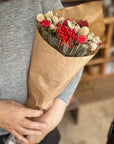 Romantic red dried flowers bouquet