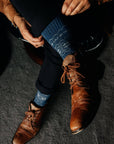 Cozy Nordic Socks for Men - Blue Snowflake