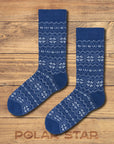 Cozy Nordic Socks for Men - Blue Snowflake