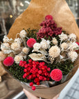 Romantic red dried flowers bouquet