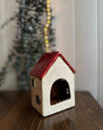 House Red Roof and Christmas tree in front