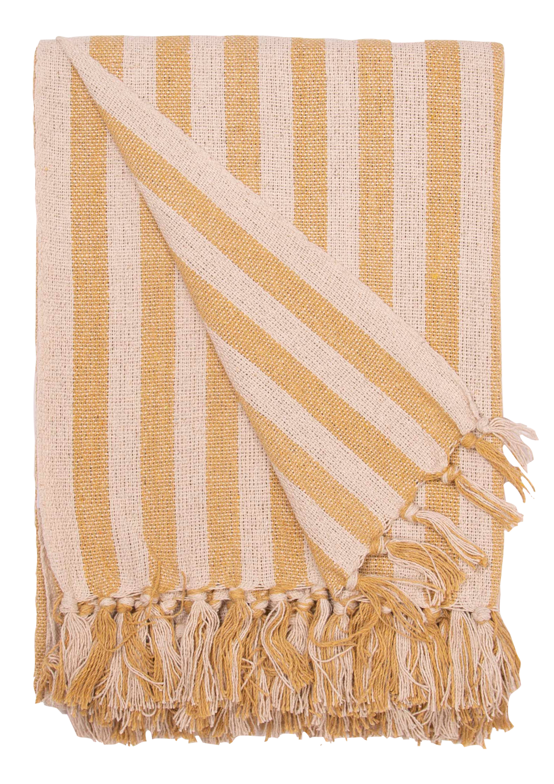 Throw, Stripe-Mustard/Natural