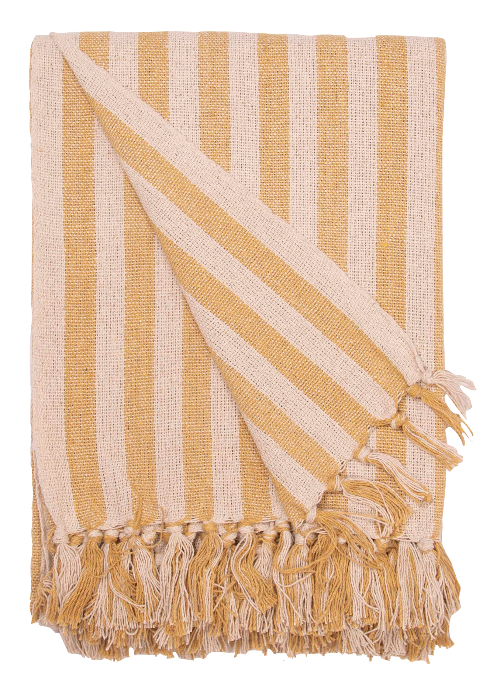 Throw, Stripe-Mustard/Natural