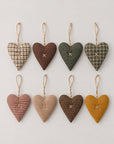 Hanging fabric hearts brown