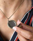 Vintage style autumn rose photo medallion necklace