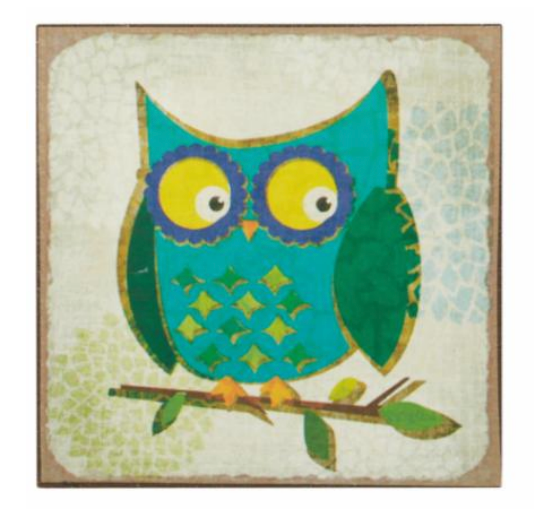 Magnet - Blue owl on white background