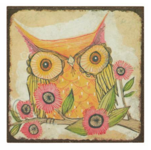Magnet - Orange owl on white background