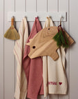 Tea towel natural with red stripes
