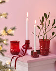 Candle holder - glass red