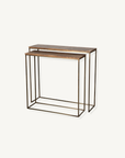 Side Table Oblong Antique Brass/Wood (set of 2)