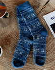 Cozy Nordic Socks for Men - Blue Snowflake