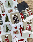 Paper tags winter city - set of 6