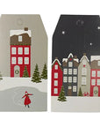 Paper tags winter city - set of 6