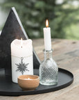 Pharmacy glass f/dinner candle harlequin pattern