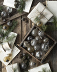 Christmas ornament pebbled glass grey