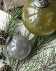 Christmas ornament pebbled glass autumn green