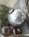 Christmas ornament pebbled glass faded rose
