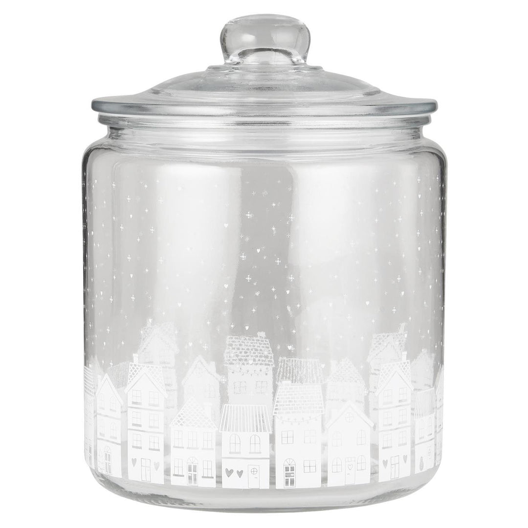 Glass jar Christmas town