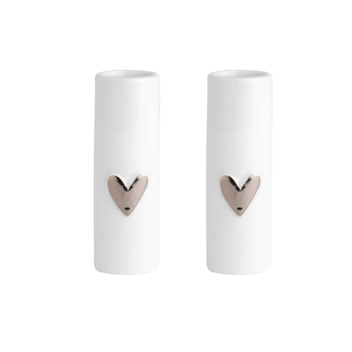 Mini vases heart Set of 2pcs - silver