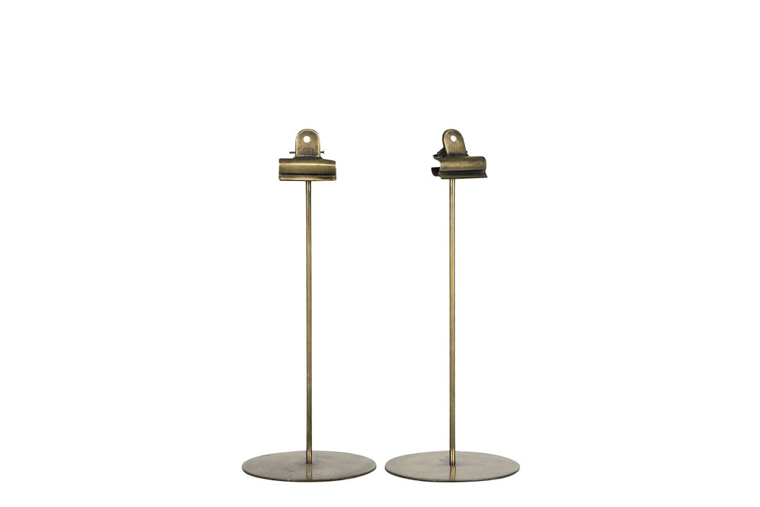 Metal Holder with Clip - Antique Brass