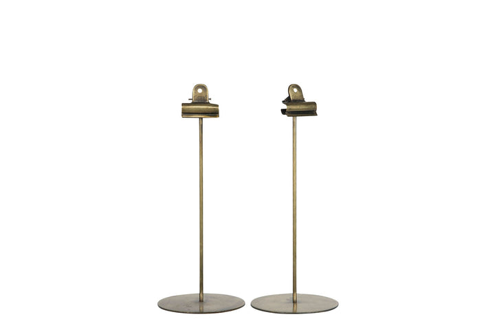 Metal Holder with Clip - Antique Brass