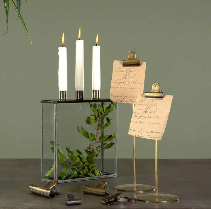 Metal Holder with Clip - Antique Brass