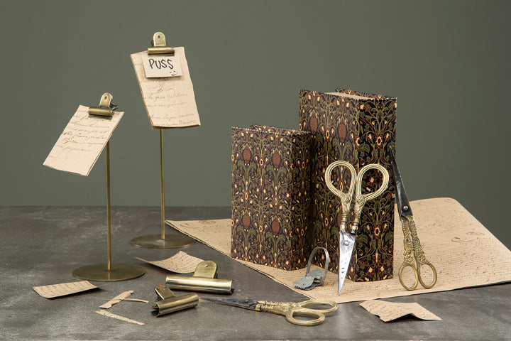 Metal Holder with Clip - Antique Brass