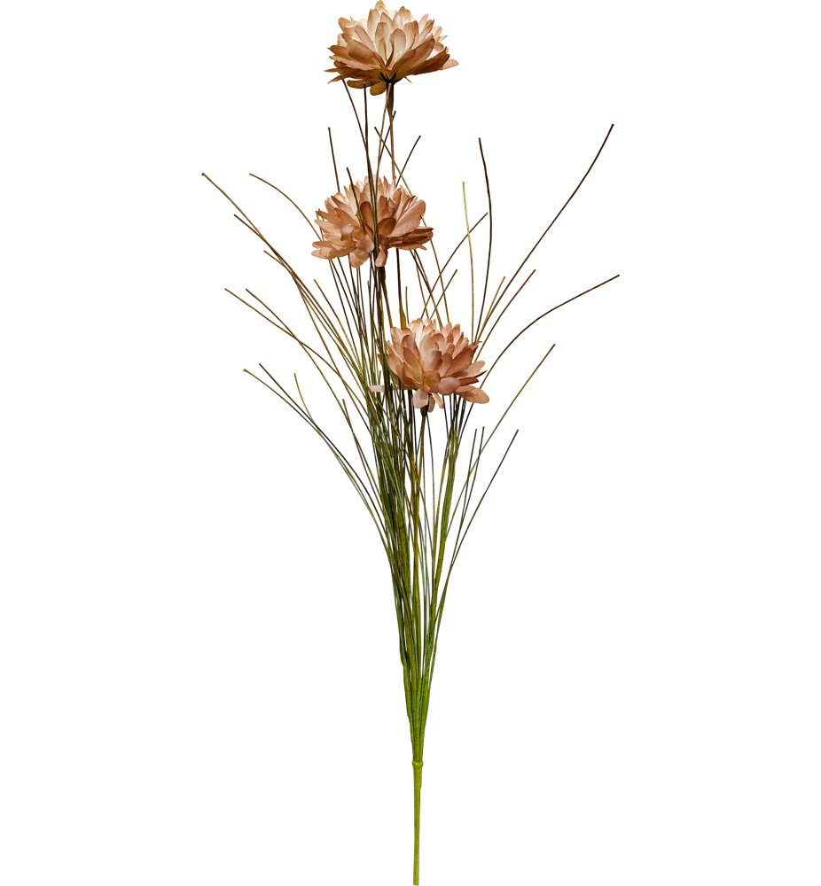 Flor artificial, flores cor de ferrugem e grama