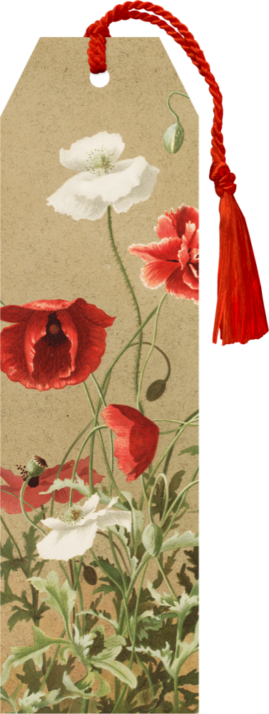 Book Mark with Tassel - Poppies
