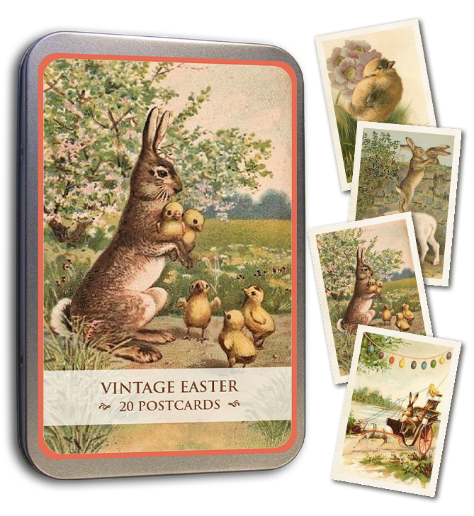 Postcards Set in Tin -  Vintage Easter - 10x15cm