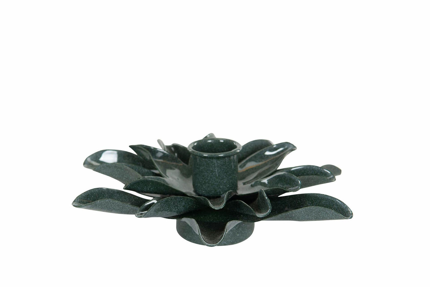 Enamel Candle Holder - Green Water Lily