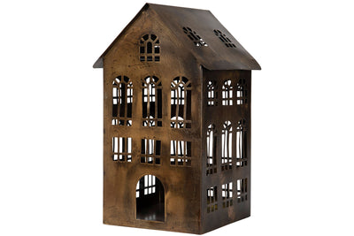 Tall House Metal Old Brown
