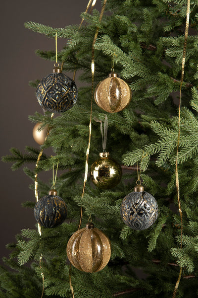 Glass Bauble - Pixie Blue/Gold