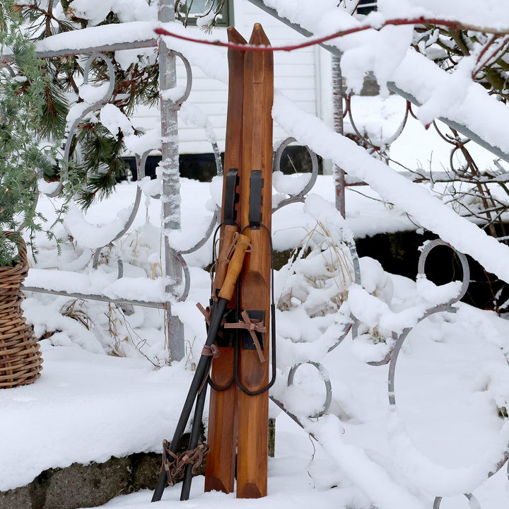 Skis with poles for decoration