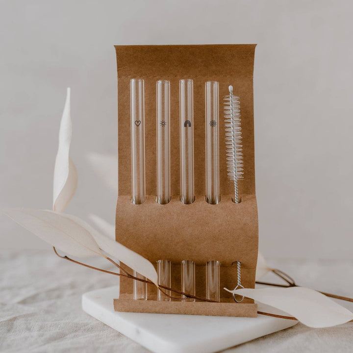 Summer glass straws - set of 4