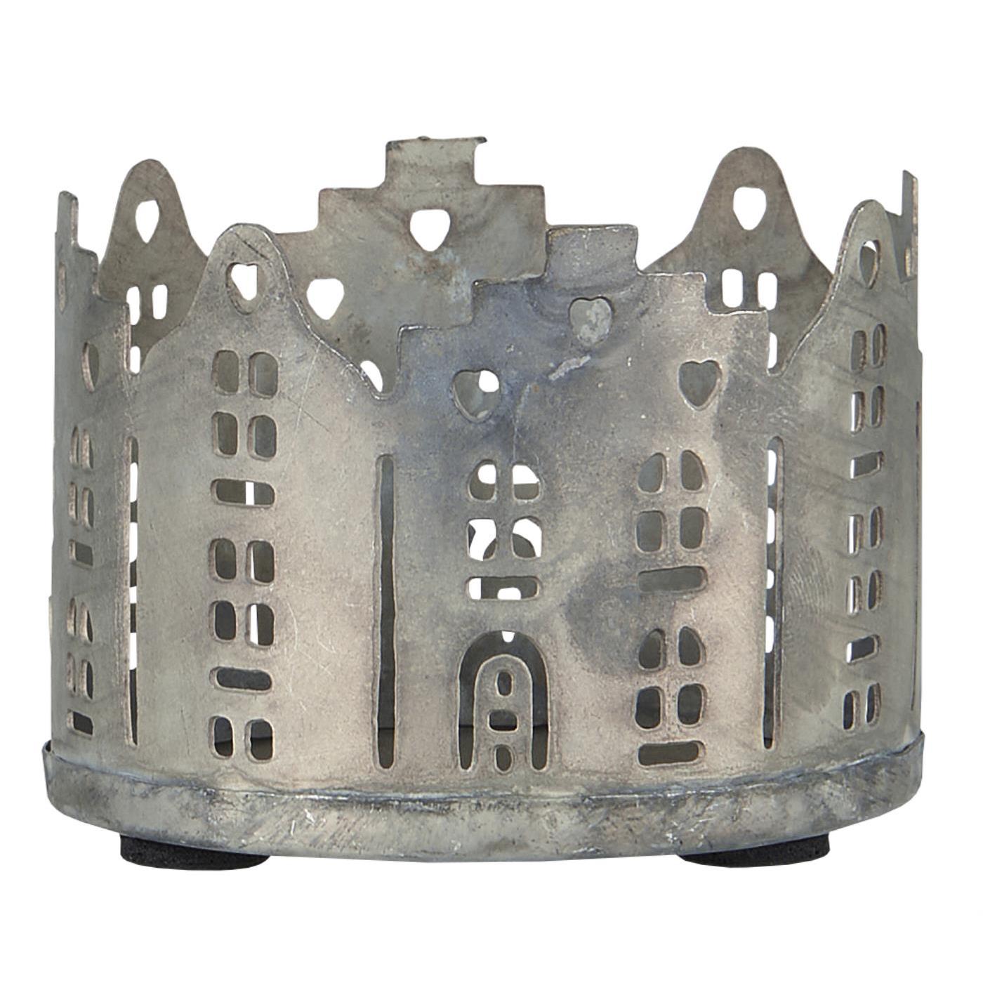 Candle holder punched houses
