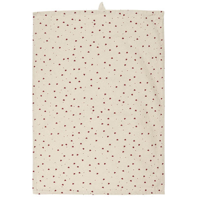 Tea towel Emily Natural - small red hearts