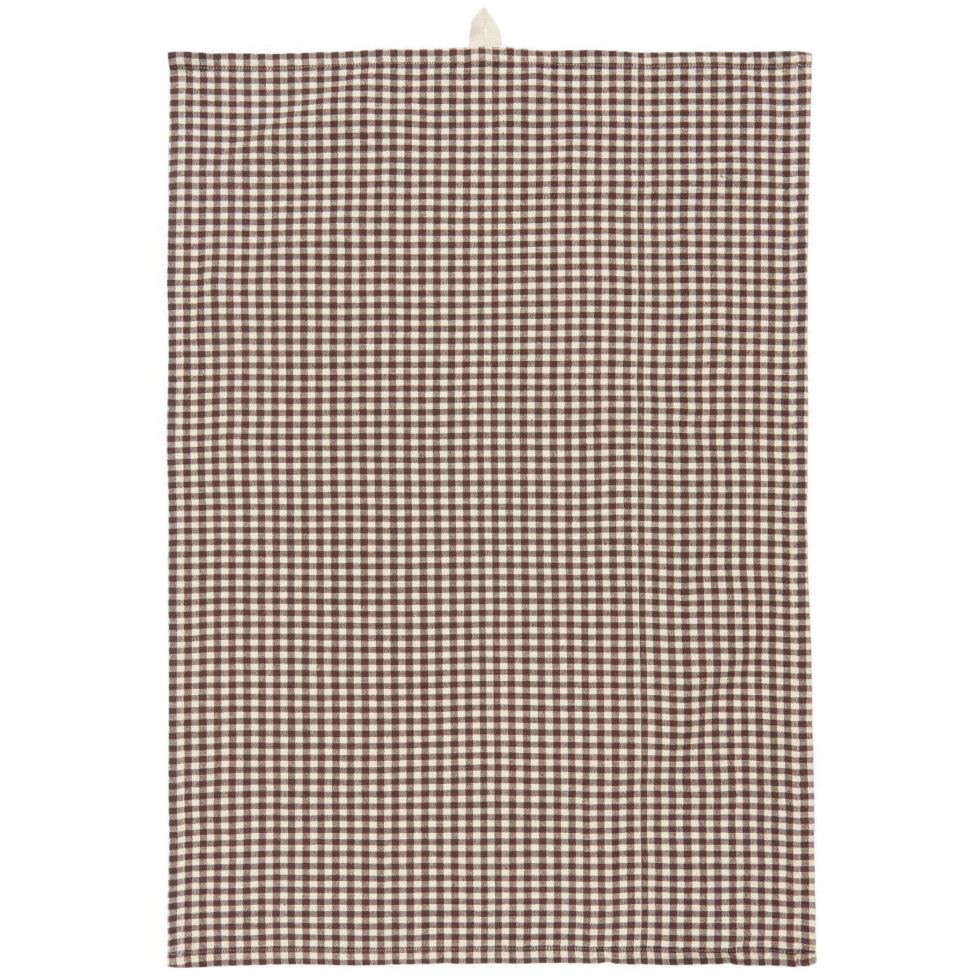 Tea Towel Victor - small brown and white checks