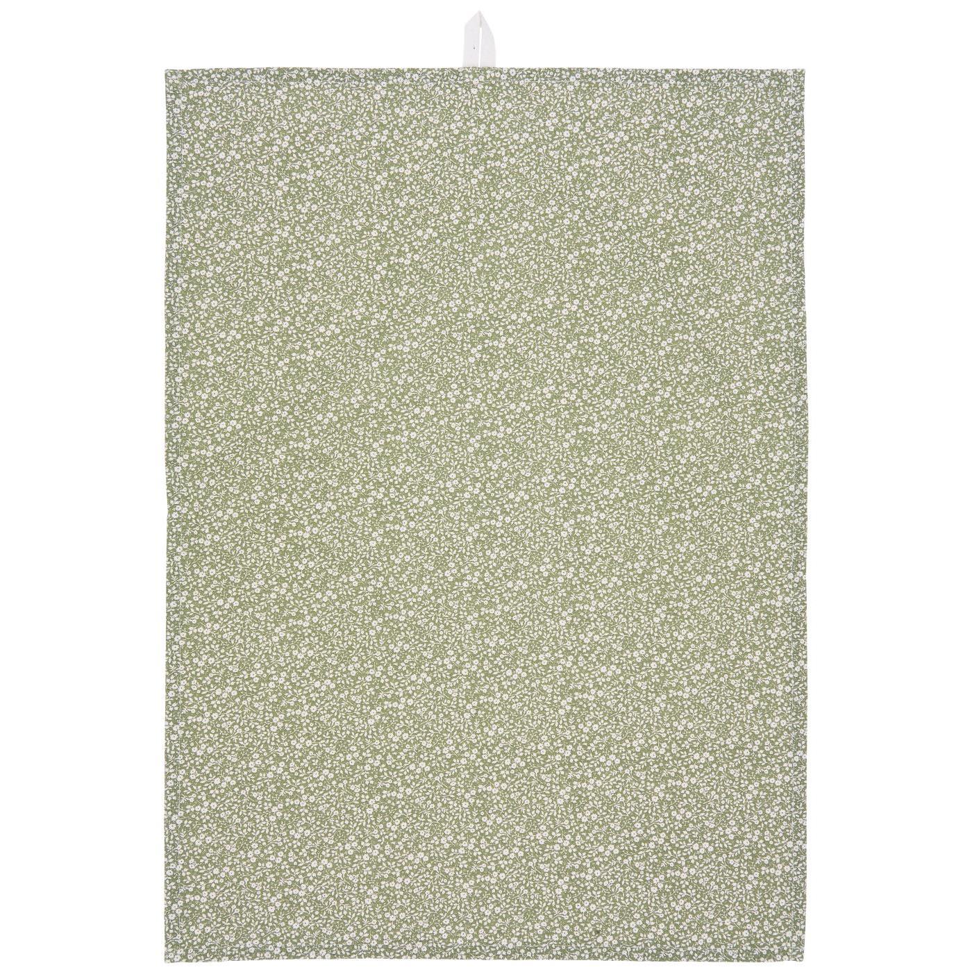 Sofie Tea Towel - Green w/ Natural Flowers