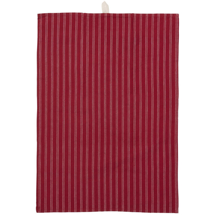 Tea towel - red with natural stripes