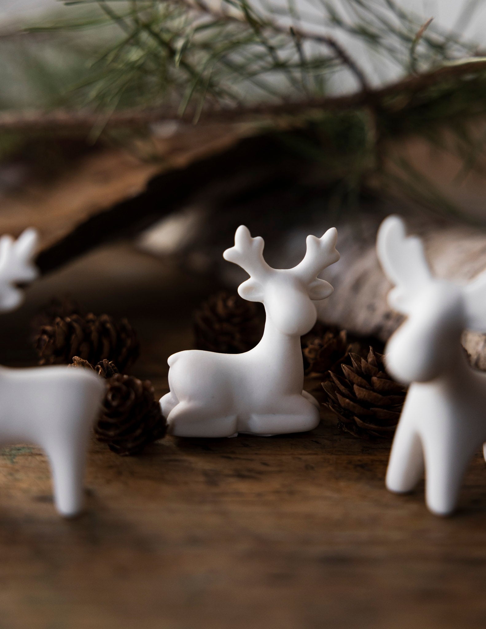 White Porcelain Resting Deer – Mini
