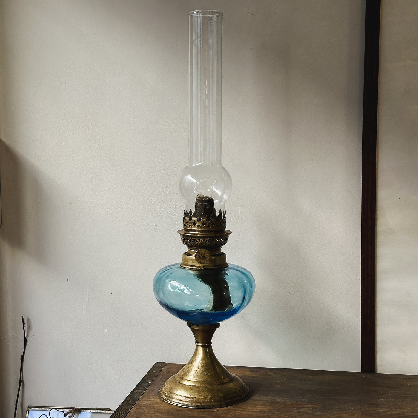 Vintage Tall French Oil Lamp