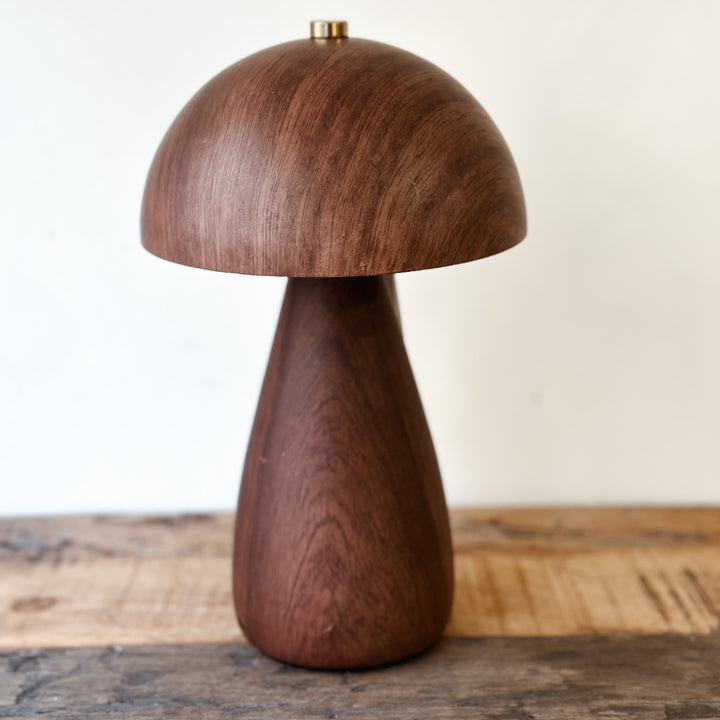 Rechargeable Mushroom Light - Teak Look