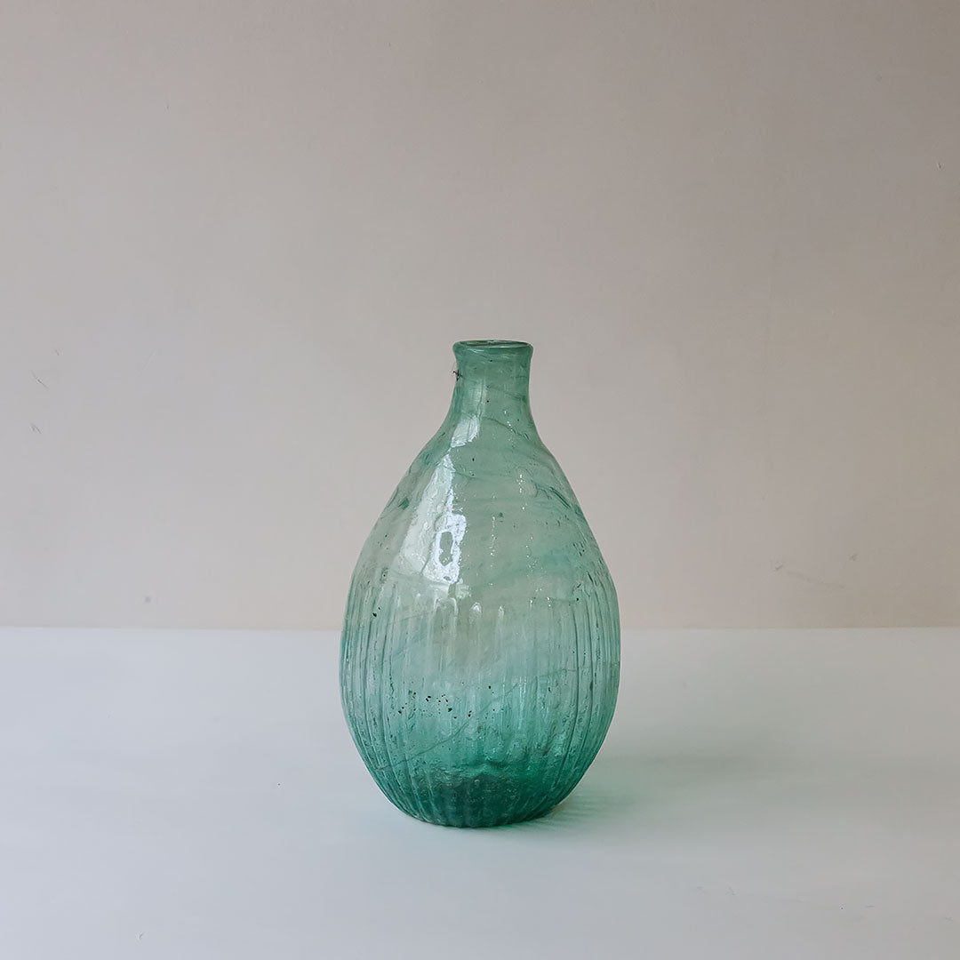 Green Glass Vase - Teardrop