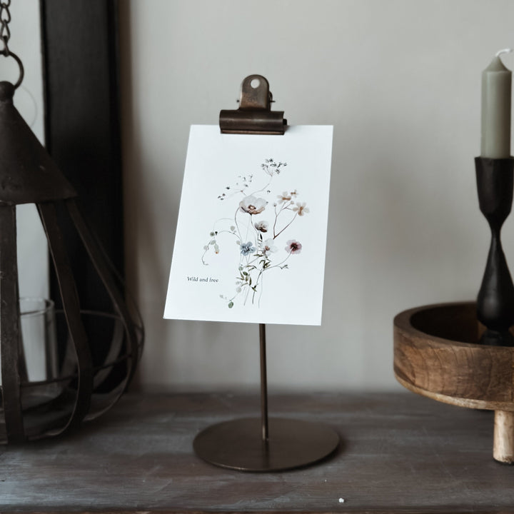 Metal Holder with Clip - Antique Brass