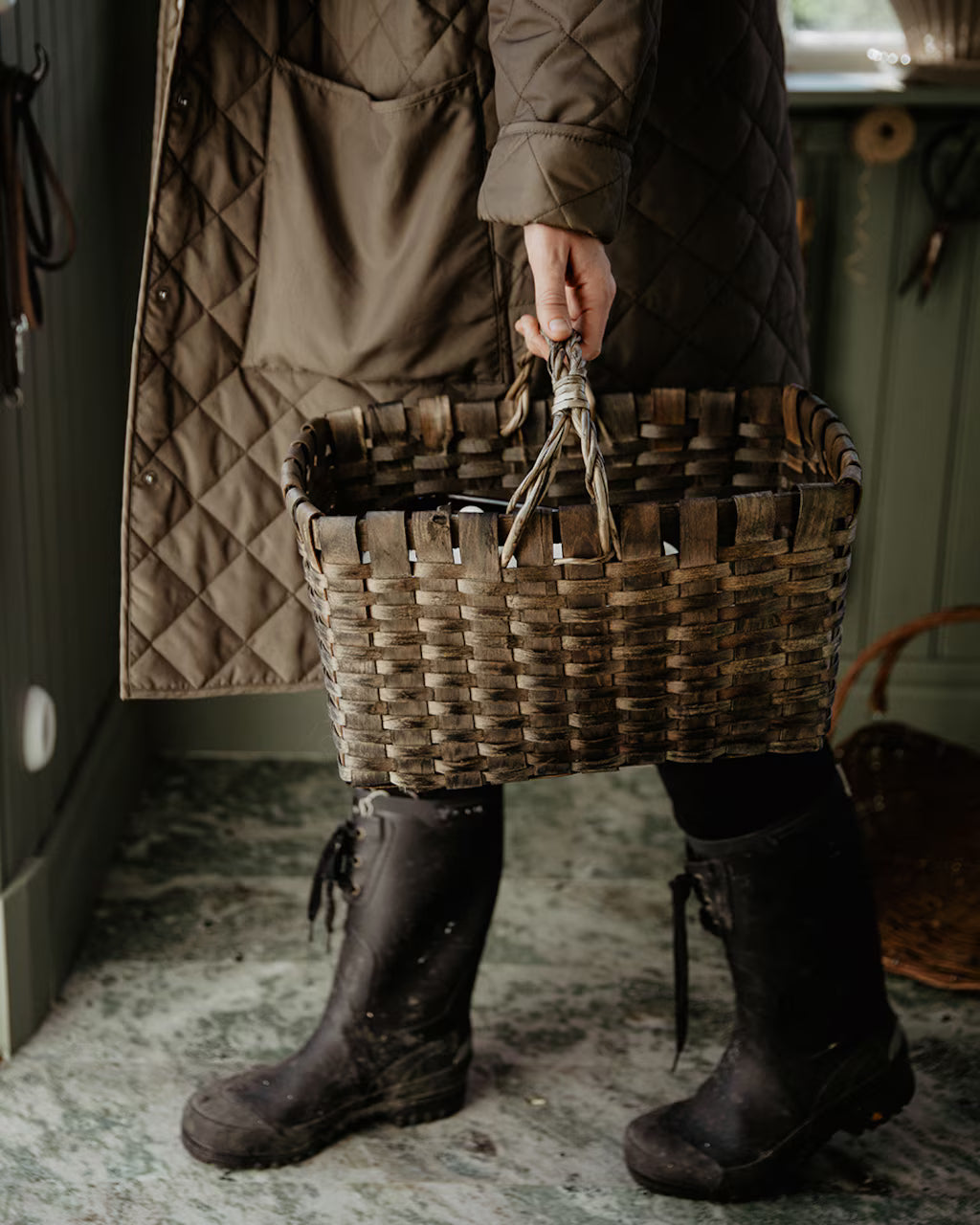 Wood Basket with Handle